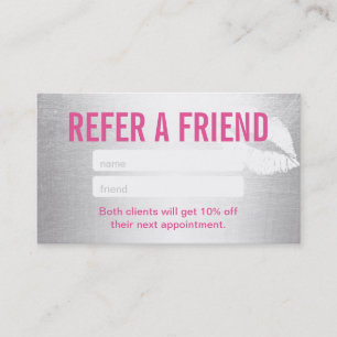 Referral kaartje Moderne zilver- en roze marktar