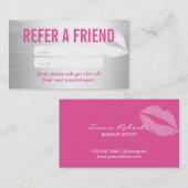 Referral kaartje | Moderne zilver- en roze marktar (Voorkant / Achterkant)