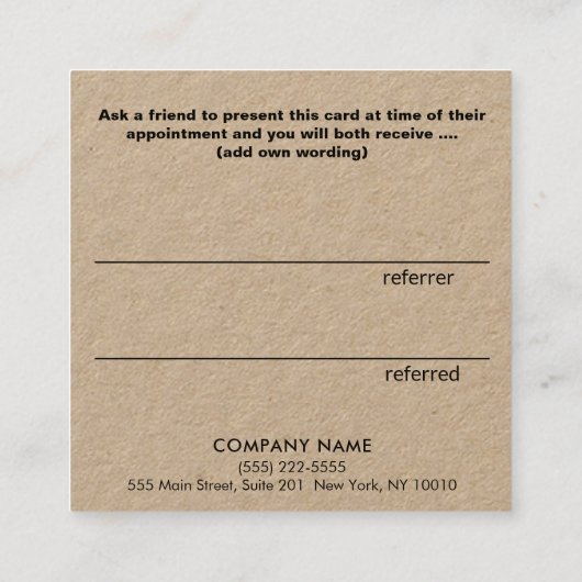 Referral Kraft Gold Heart Script Calligraphy Refer (Achterkant)