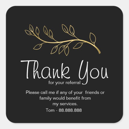 Referral onroerend goed bedankt zakelijk plein vierkante sticker (Voorkant)