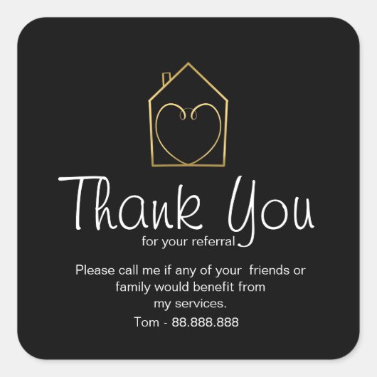 Referral onroerend goed Dank je wel je zakenplein  Vierkante Sticker (Voorkant)