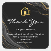 Referral onroerend goed Dank u wel zakelijk plein  Vierkante Sticker (Voorkant)