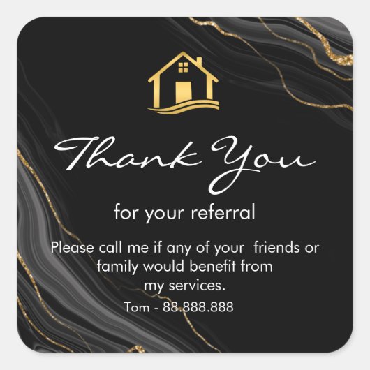 Referral onroerend goed Dank u wel zakelijk plein  Vierkante Sticker (Voorkant)