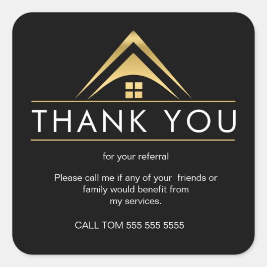 Referral onroerend goed Dank u wel zakelijk plein Vierkante Sticker (Voorkant)