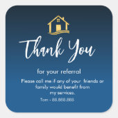 Referral Real Estate Thank You business Square Squ Vierkante Sticker (Voorkant)