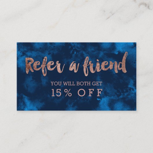 Referral roos gold typografie navy blue waterverf (Voorkant)