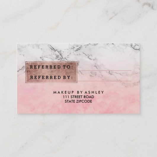 Referral roos gold typografie waterverf marmer (Achterkant)