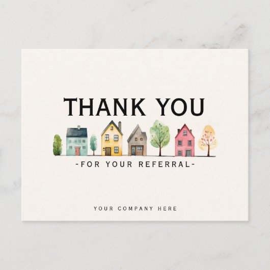 Referral Vastgoed Marketing Bedankt  Briefkaart (Voorkant)