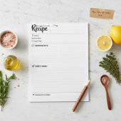 Refill Blank Recipe Pages /  Sheets | Full-Size  Notitieblok