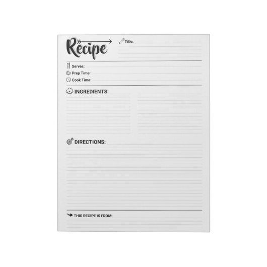 Refill Blank Recipe Pages / Sheets | Full-Size Notitieblok (Linkerzijde)