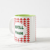 Refill Funny Quote Red White Abstract Tweekleurige Koffiemok (Voorkant links)