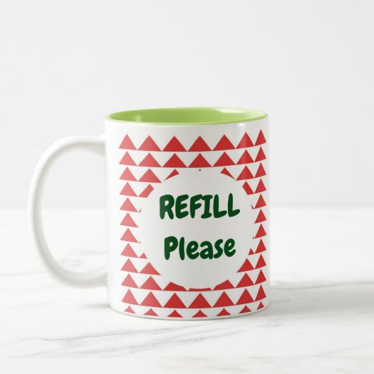 Refill Funny Quote Red White Abstract Tweekleurige Koffiemok (Links)