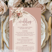 Refined Arch Pastel Pink Pampas Floral Wedding  Menu
