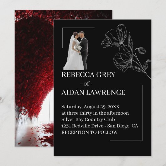 Refined Black White Wedding Overlay Picture 2026  Kaart (Voorkant / Achterkant)