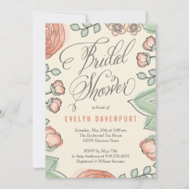 Refined Bloom Bridal Shower Invitation Kaart