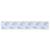 Refined Blue French Toile Roses Floral Table Runne Lange Tafelloper (Horizontaal)