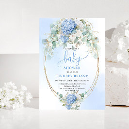Refined Blue Hydrangeas Baby Shower Invitation Kaart