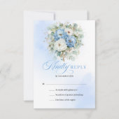 Refined Blue White Floral Eucalyptus Wedding RSVP (Voorkant)