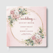 Refined Blush Pink Floral Greenery Wedding Guest  Gastenboek (Voorkant)