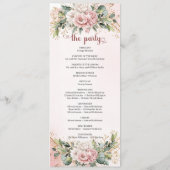 Refined Blush Pink Floral Greenery Wedding Program Programmakaart (Achterkant)