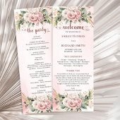 Refined Blush Pink Floral Greenery Wedding Program Programmakaart