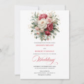 Refined Bohemian Red White Floral Greenery Invite Kaart (Voorkant)