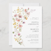 Refined Boho Meadow Wildflower Wedding Invitation Kaart (Voorkant)
