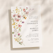 Refined Boho Meadow Wildflower Wedding Invitation Kaart