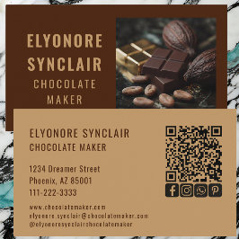 Refined Brown Chocolate Maker Photo Social QR Code Visitekaartje