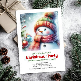 Refined cartoon snowman invite festive tones print kaart