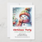 Refined cartoon snowman invite festive tones print kaart (Voorkant)