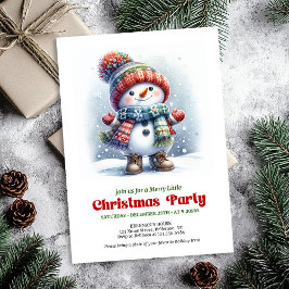 Refined Christmas cute snowman invite kids holiday Kaart
