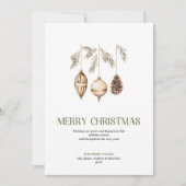 Refined Christmas Ornament Sage Beige Minimal Card Feestdagenkaart (Voorkant)