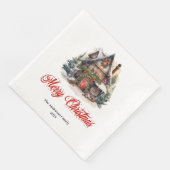 Refined Christmas scene napkins with vintage charm Servet (Hoek)