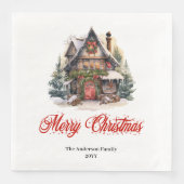 Refined Christmas scene napkins with vintage charm Servet (Voorkant)