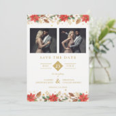 Refined Classic Christmas Garland Wedding Save The Date (Staand voorkant)
