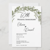Refined Classic Greenery Wedding Anniversary Kaart (Voorkant)