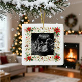 Refined Exquisite Floral Christmas Frame Holiday Keramisch Ornament