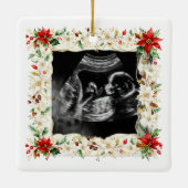 Refined Exquisite Floral Christmas Frame Holiday Keramisch Ornament (Achterkant)