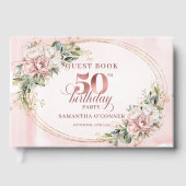 Refined Floral Rose Gold 50th Birthday Guestbook Gastenboek (Voorkant)