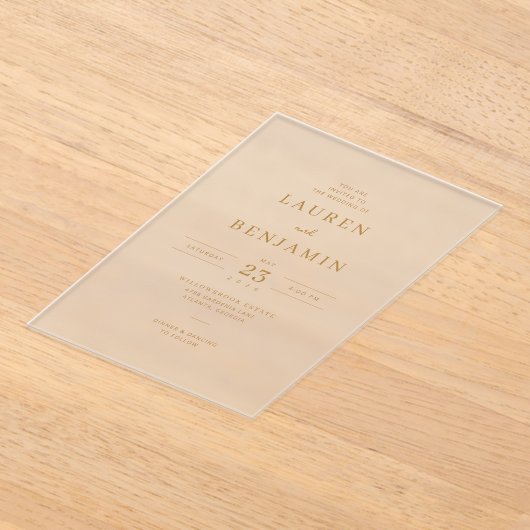 Refined Gold Calligraphy Acryl Uitnodigingen (Laagn)