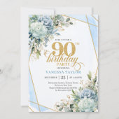 Refined gold frame style 90th birthday celebration kaart (Voorkant)