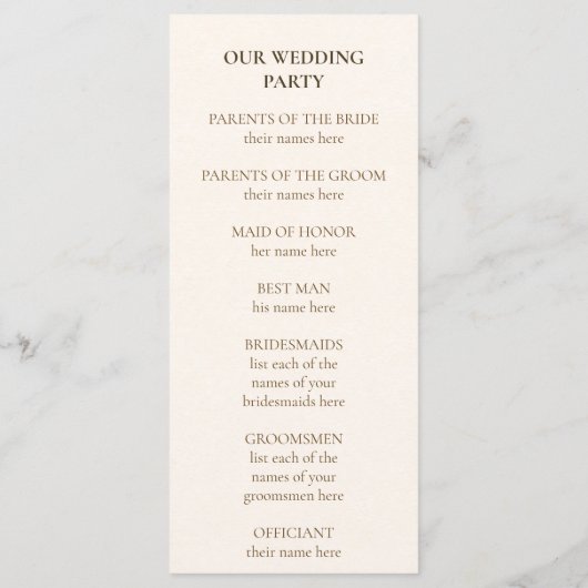 Refined Gold Frame Wedding Program Programmakaart (Achterkant)