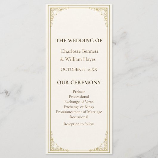 Refined Gold Frame Wedding Program Programmakaart (Voorkant)