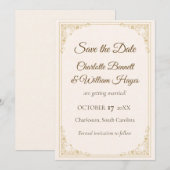 Refined Gold Frame Wedding Save the Date (Voorkant / Achterkant)