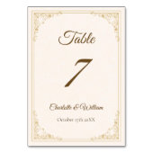 Refined Gold Frame Wedding Table Number Kaart (Achterkant)