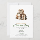 Refined Green And Gold Christmas Gifts Invitation Kaart (Voorkant)