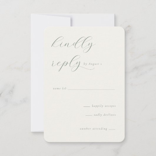 Refined Green Calligraphy Template RSVP Kaartje (Voorkant)