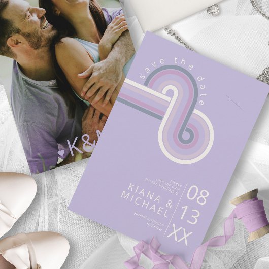Refined Lines Geometric Wedding Violet ID983 Save The Date