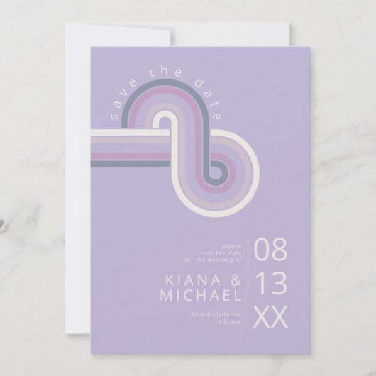 Refined Lines Geometric Wedding Violet ID983 Save The Date (Voorkant)